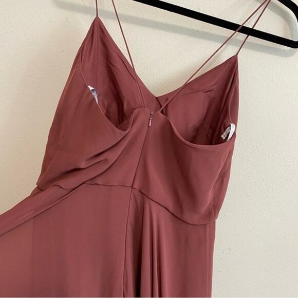 Jenny Yoo Bridesmaid Dress Inesse Maxi Spaghetti Strap A Line Cinnamon Rose 6 - Picture 4 of 9